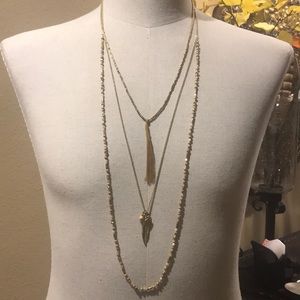 Chan Luu Gold and Cream Layered Necklace